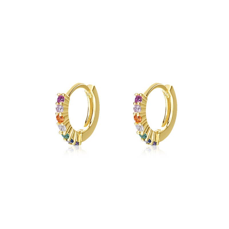 Rainbow Hoop Earrings in 925 Sterling Silver