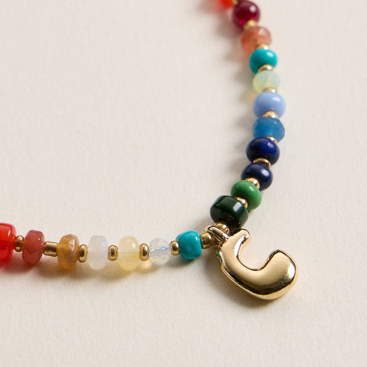 Vibrant Beaded Necklaces with Gold Initial Charms