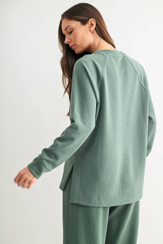 Lacy Luxe Sand Wash Rib Raglan Tee