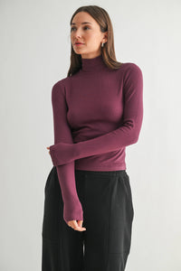 Micro Ribbed Long Sleeve Turtleneck