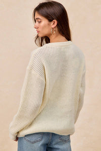 Christmas Ribbon Bow Embroidery Sweater