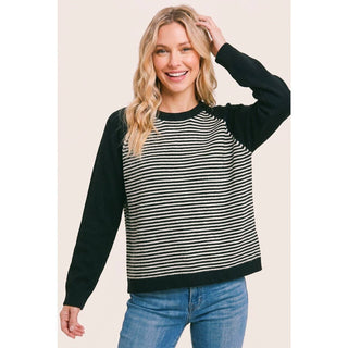Tatum Striped Sweater - Forest Green