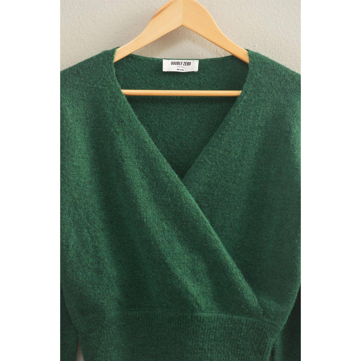 Avery Surplice V Neck Sweater- Green