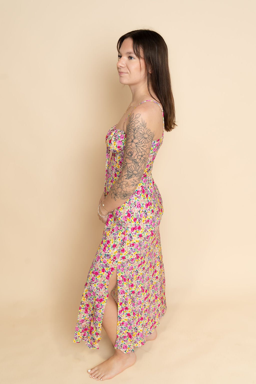 ditsy floral pink dress Pink Ditsy Floral Tie Front Milkmaid Midaxi Dress