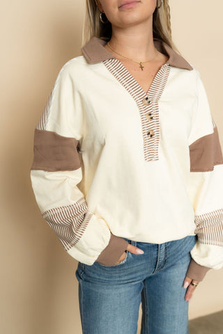 Danika Color Block Oversized Casual Knit Top - Wild Lavender Boutique