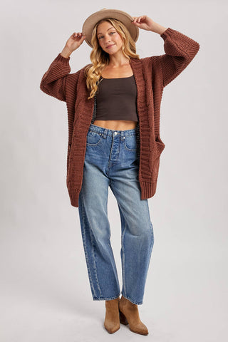 Charlie Cable Knit Cardigan - Chocolate