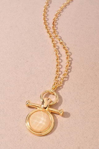Round Cat's Eye Stone Pendant Necklace