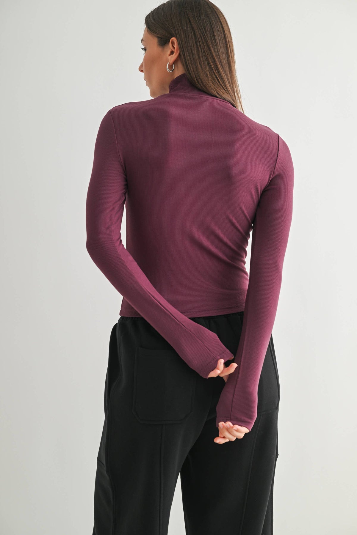 Micro Ribbed Long Sleeve Turtleneck