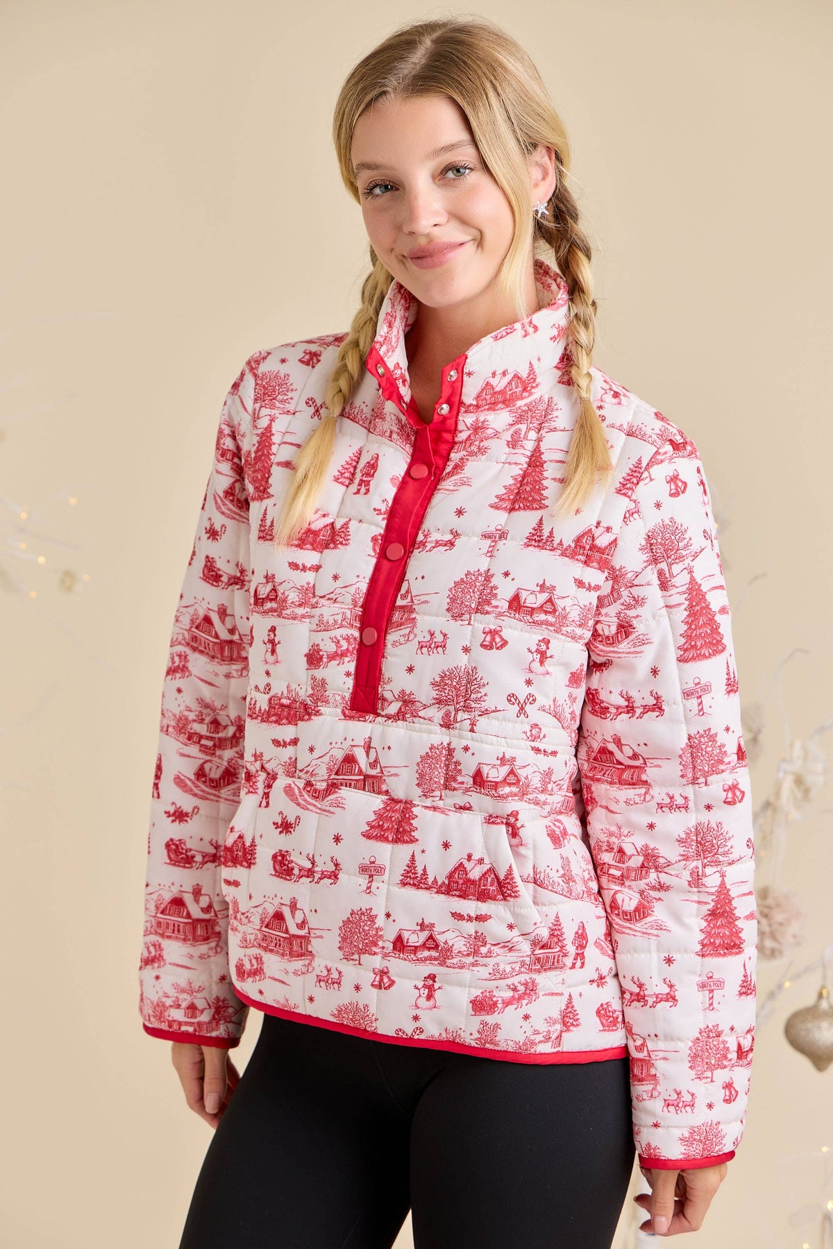 Winter Village Print Puffer Jacket – Holiday Outerwear