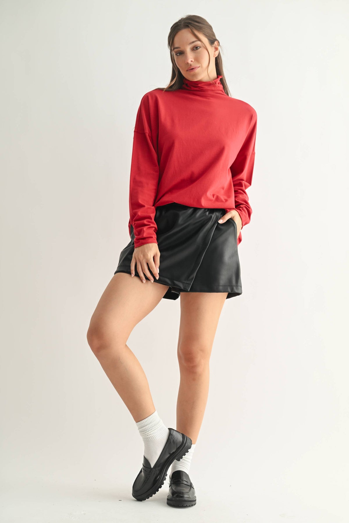 Pima Cotton Slouchy Turtleneck