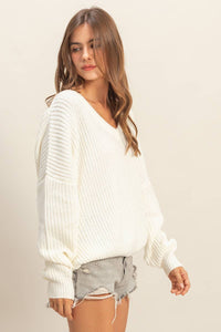 Oversized V-Neck Knit Sweater
