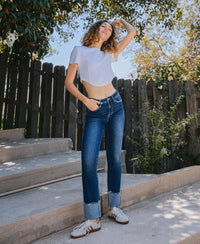 Lovervet Mid Rise Cuffed Slim Straight Jeans