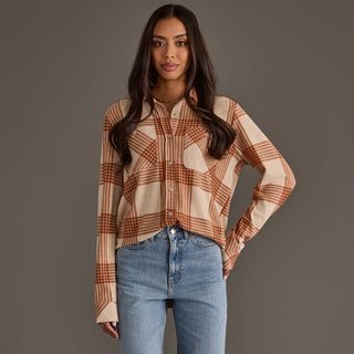 Cream & Rust Plaid Button Up