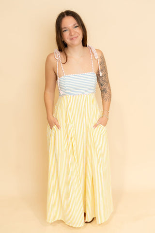 Emerson Seersucker Midi Dress - Wild Lavender Boutique