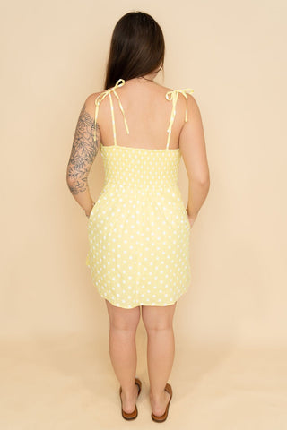 Emma Polka Dot Mini Dress - Yellow - Wild Lavender Boutique