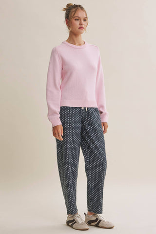Everyday Crew Neck Sweater - Pink - Wild Lavender Boutique