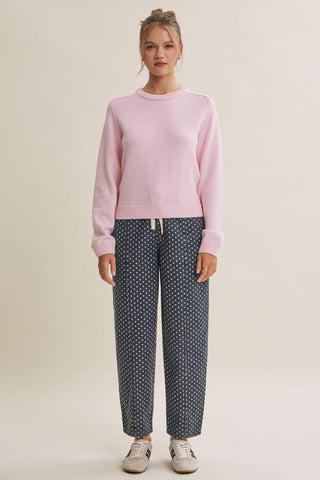 Everyday Crew Neck Sweater - Pink - Wild Lavender Boutique