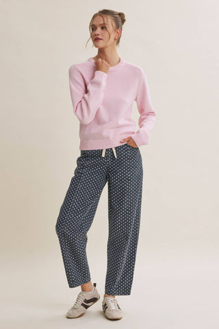 Everyday Crew Neck Sweater - Pink - Wild Lavender Boutique