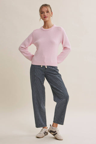 Everyday Crew Neck Sweater - Pink - Wild Lavender Boutique