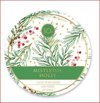 Mistletoe Holly Candle Gold ROUND Bowl 14oz