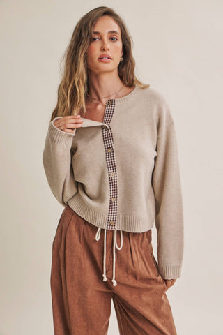 Cottage Cardigan Gingham Accent Cardigan