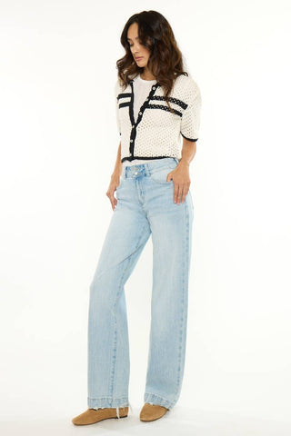 KanCan High Rise Trouser - Light Wash