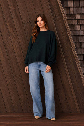 Tammy Textured Long Sleeve Top - Hunter Green