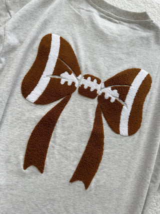 Football Bows Embroider Tee - Wild Lavender Boutique