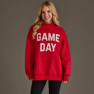 Game Day & Sunday Funday Reversible Sweatshirt - Red - Wild Lavender Boutique