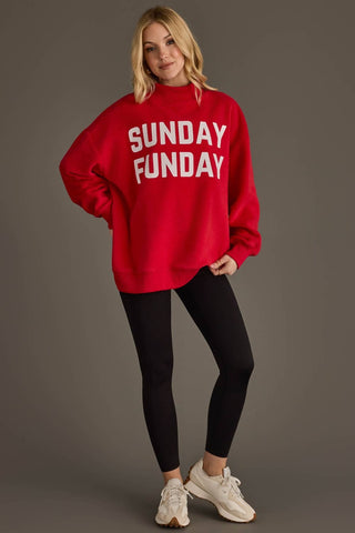 Game Day & Sunday Funday Reversible Sweatshirt - Red - Wild Lavender Boutique