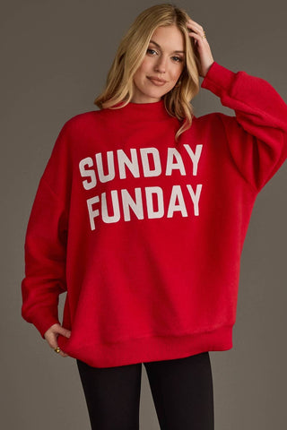 Game Day & Sunday Funday Reversible Sweatshirt - Red - Wild Lavender Boutique