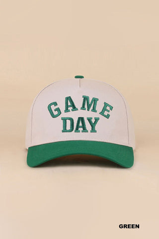 Game Day Two-Toned Canvas Hat - Green - Wild Lavender Boutique