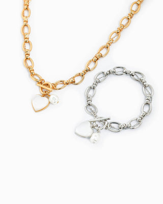 Glossy Heart Twist Chain Toggle Bracelet - Wild Lavender Boutique