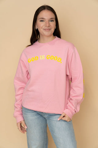 God Is Good All The Time Sweatshirt - Pink - Wild Lavender Boutique