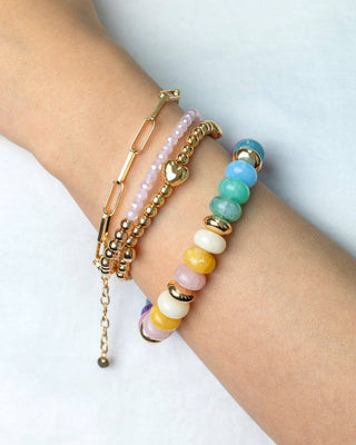 Gold Accent Marble Color Pearl Bead Bracelets Set of 4 - Colorful - Wild Lavender Boutique