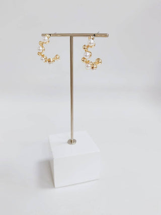 Gold and Pearl Geometric 1.5"Earring - Wild Lavender Boutique