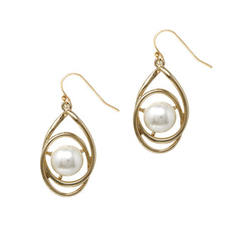 Gold Circle with Pearl Accents .75" Earring - Wild Lavender Boutique
