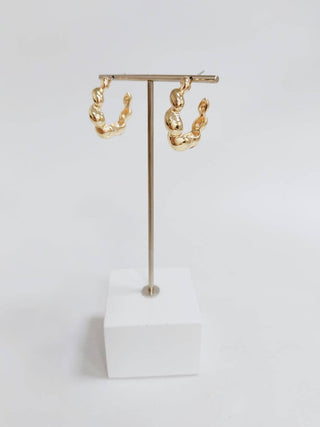 Gold Textured Twisted 1" Hoop Earring - Wild Lavender Boutique