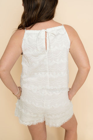 Grace Tassel Trim Shorts - White - Wild Lavender Boutique