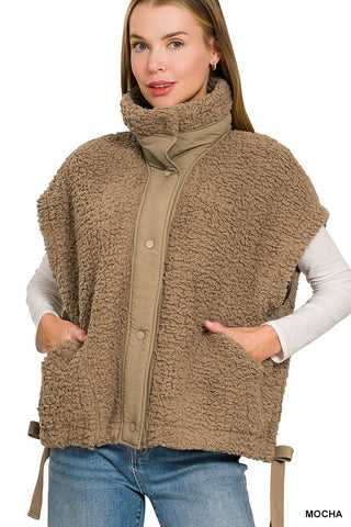 Harlow Oversized Sherpa Vest - Wild Lavender Boutique