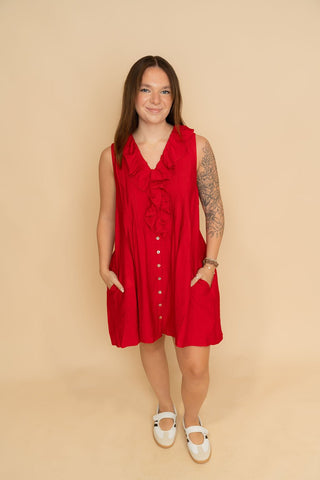 Harlow Ruffle Mini Dress - Red - Wild Lavender Boutique