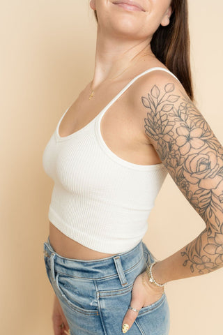 Harper Knit Ribbed Seamless Brami - White - Wild Lavender Boutique