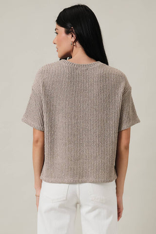 Harper Short Sleeve Boucle Top - Oatmeal - Wild Lavender Boutique