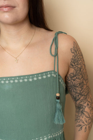 Heather Embroidered Tiered Maxi Sun Dress - Wild Lavender Boutique