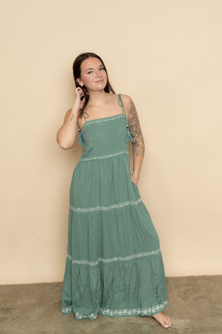 Heather Embroidered Tiered Maxi Sun Dress - Wild Lavender Boutique
