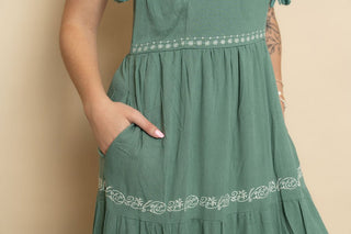 Heather Embroidered Tiered Maxi Sun Dress - Wild Lavender Boutique