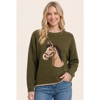 Holly Horse Sweater - Wild Lavender Boutique