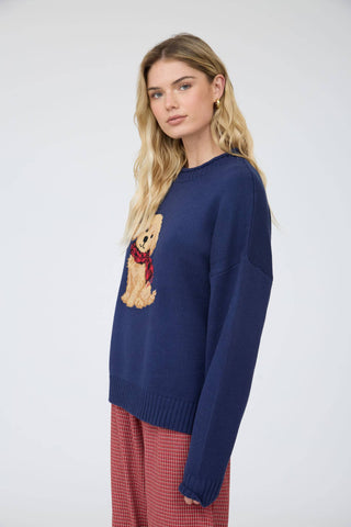 Intarsia Puppy Crew Neck Sweater - Wild Lavender Boutique
