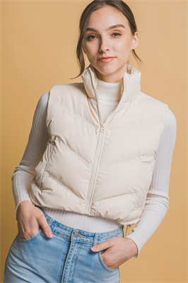 Alix Cropped Puffer Vest - Ivory