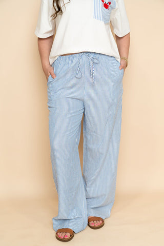 Jazmine Striped Pants - Blue - Wild Lavender Boutique